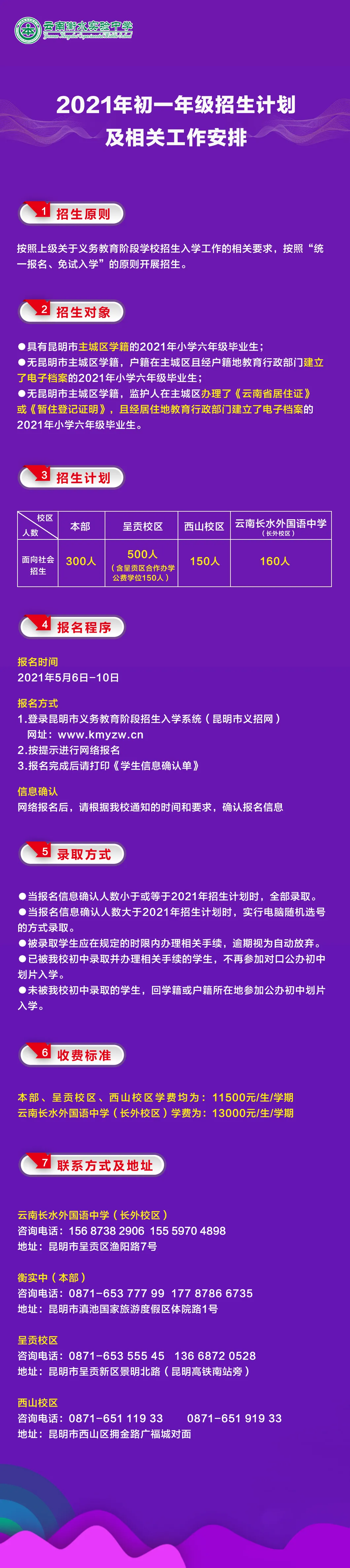 云南衡水实验中学2021年初中一年级招生简章