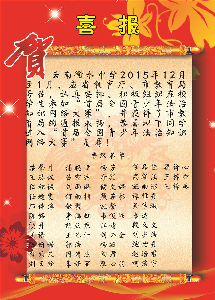 喜报：我校多名学生成功晋级“首届全国青少年法治知识网络大赛”